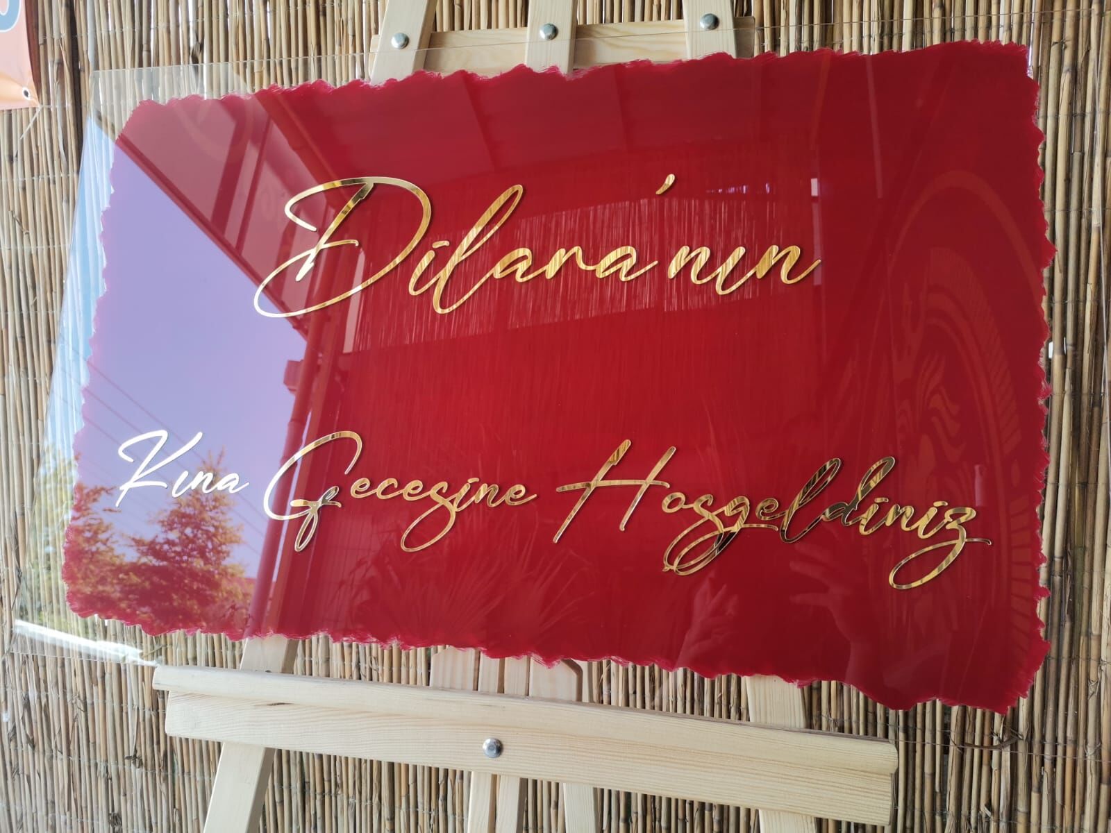 Düğün & Nişan & Kına Pleksi Karşılama Panosu Kırmızı
