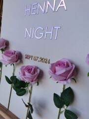 Düğün & Nişan & Kına Pudra Pembe Güllü Karşılama Panosu Rose