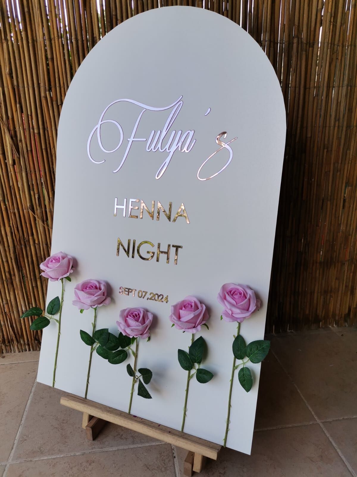 Düğün & Nişan & Kına Pudra Pembe Güllü Karşılama Panosu Rose