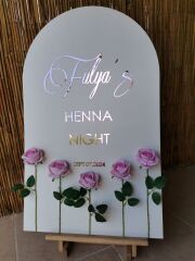 Düğün & Nişan & Kına Pudra Pembe Güllü Karşılama Panosu Rose