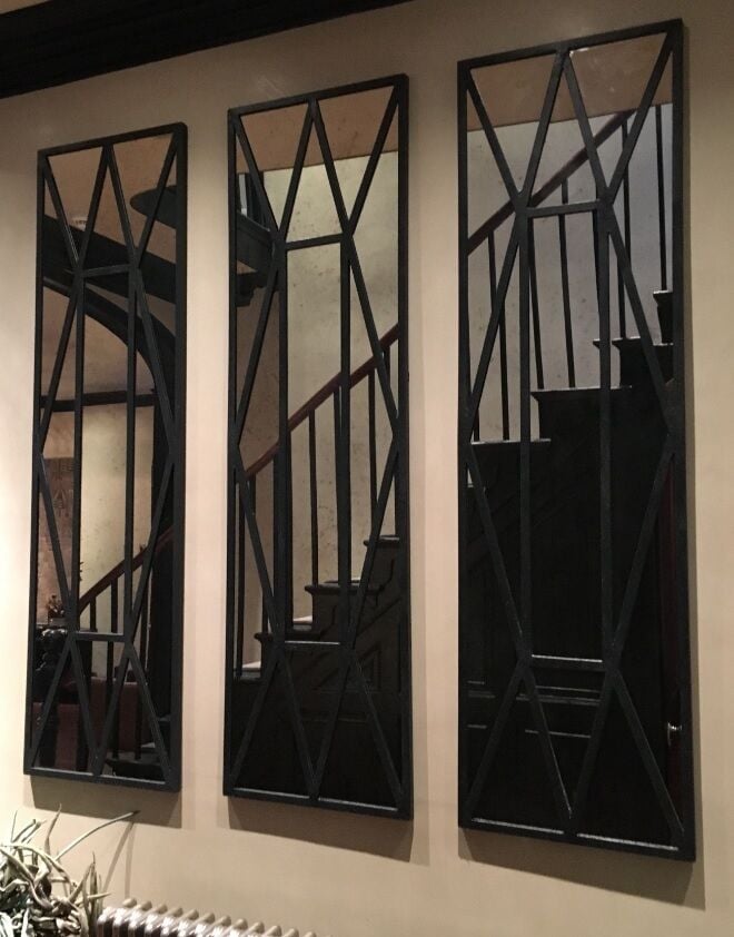 Pleksi Aynalı 3lü Dekoratif Pencere Siyah 80x25cm
