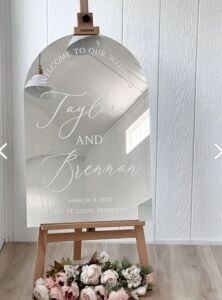 Düğün & Nişan & Özel Anlar Lüks Pleksi Aynalı Karşılama Panosu GÜMÜŞ(En Sevilen Tasarım)