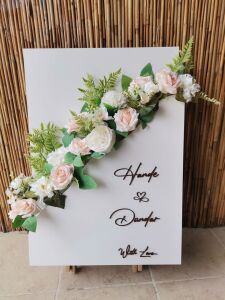 Düğün & Nişan & Kına Lüks Somon & Yeşil  Konsept Çiçek Panosu