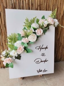 Düğün & Nişan & Kına Lüks Somon & Yeşil  Konsept Çiçek Panosu