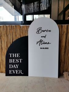 Düğün & Nişan Dekoratif Karşılama Ahşap 2li  120 cm Set.