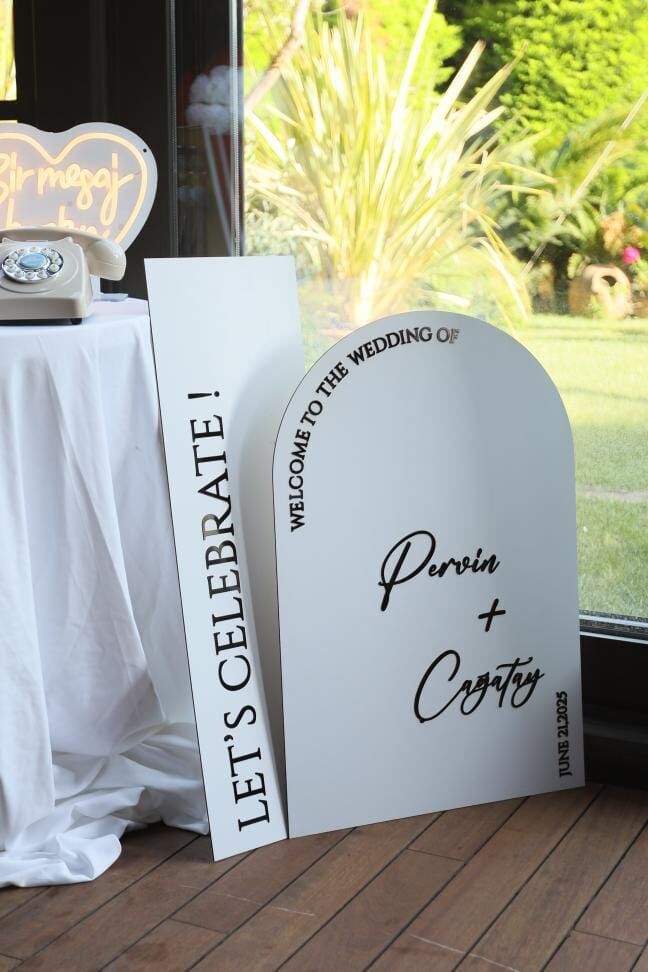 Düğün & Nişan Dekoratif Karşılama Ahşap 2li Zarif Set.