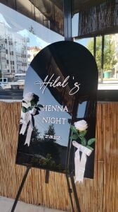 Düğün & Nişan & Kına Siyah Aynalı Özel Ürün Karşılama Panosu Siyah(Aynalı)